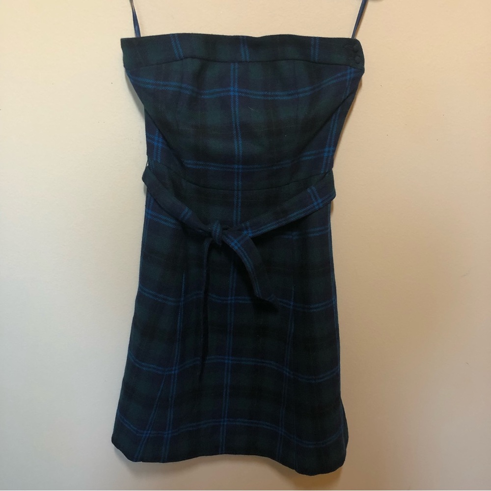 American eagle outfitters wool blend plaid strapless dress Y2k early 2000s - Picture 1 of 7